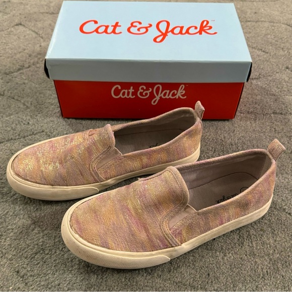 Cat & Jack Sariah Slip On Sneakers Color Multi(Pink,Purple,Peach)/Gold Size 3 - Picture 1 of 12